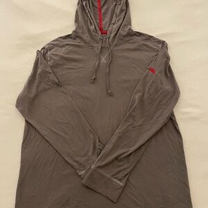 Tommy Bahama Mens Hooded Sun Shirt Gray Medium 100% Pima Cotton